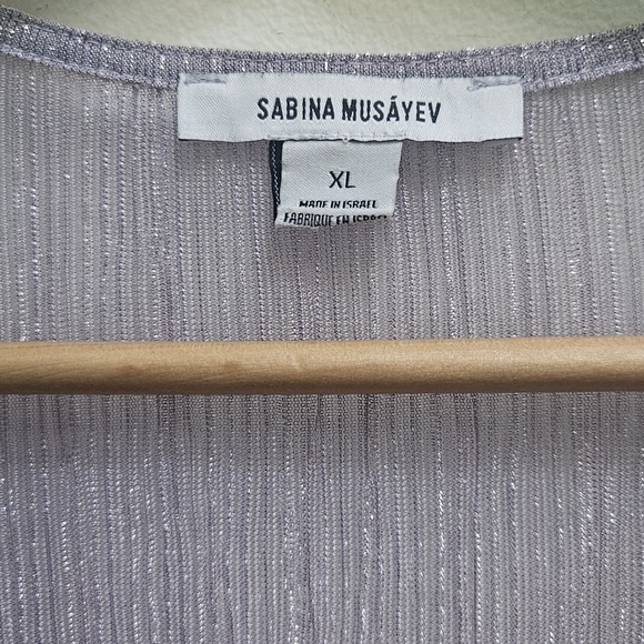 Sabina Musayev Carry Ruffled Mini Dress Metallic Foil V Neck Size XL Purple - Picture 11 of 11